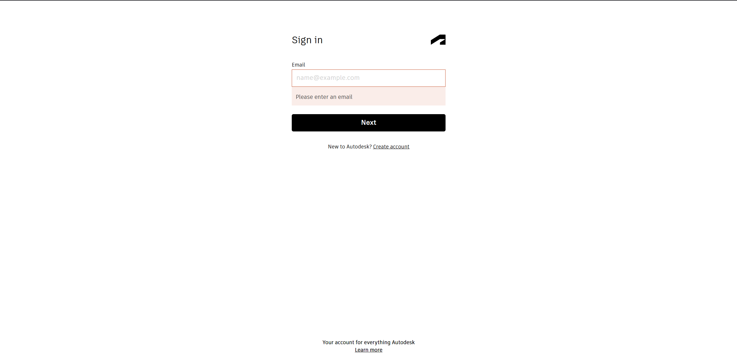 AutoDesk Login Page