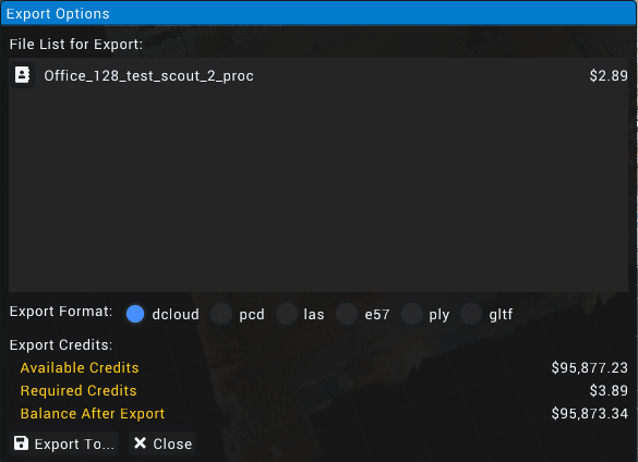 Export File Menu