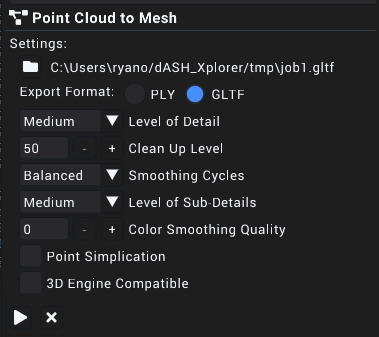 Point Cloud To Mesh Toolbar Menu